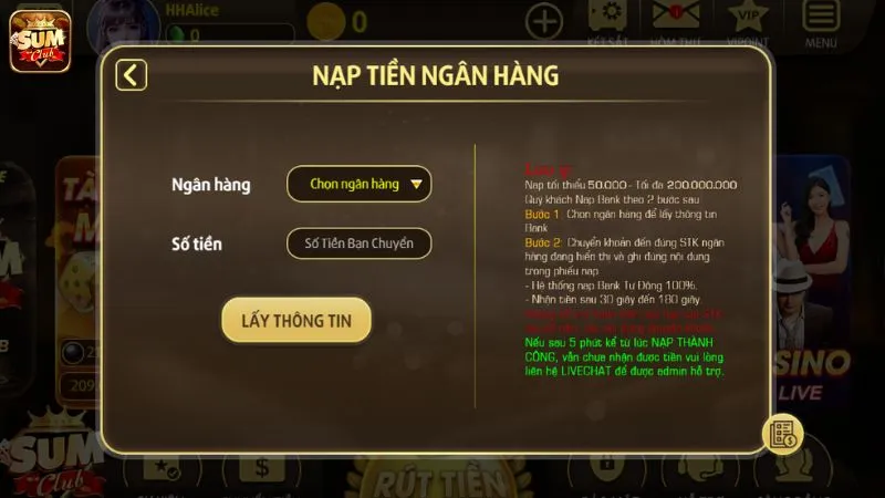 Các bước để kiểm tra số dư rất đơn giản và chi tiết tại Sum Club